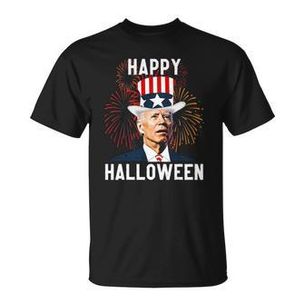 Funny Anti Biden Joe Biden Happy Halloween For Fourth Of July Unisex T-Shirt | Mazezy