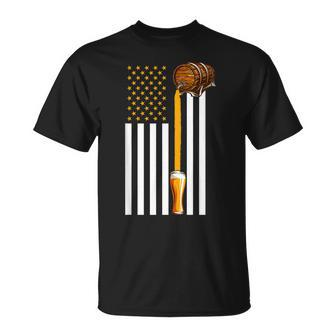 Funny Beer American Flag Usa Patriotic 4Th July Unisex T-Shirt - Seseable