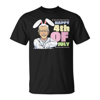 Funny Biden Easter Bunny Confused Happy 4Th Of July Unisex T-Shirt - Seseable