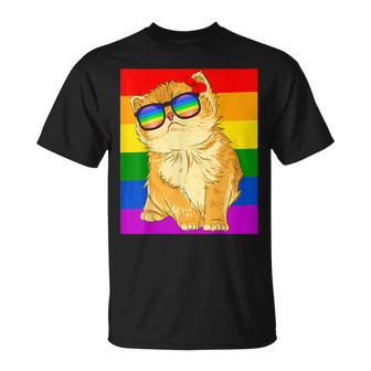 Funny Cat Lgbt Gay Rainbow Pride Flag Boys Men Girls Women Unisex T-Shirt | Mazezy