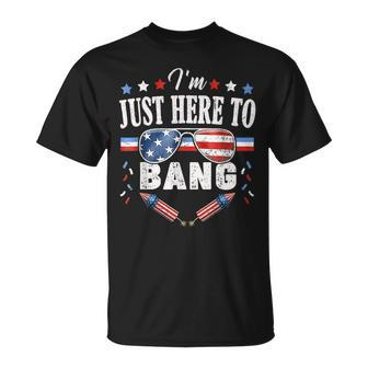 Funny Fourth Of July 4Th Of July Im Just Here To Bang Unisex T-Shirt - Seseable