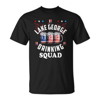 Funny Lake George Drinking Squad 4Th Of July Usa Flag Beer Unisex T-Shirt | Mazezy