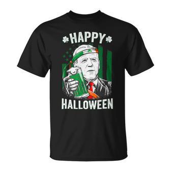 Funny Leprechaun Biden Happy Halloween For St Patricks Day Unisex T-Shirt | Favorety AU