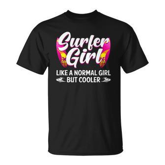 Funny Surfer Girl Design For Surfing Women Kids Surf Lovers Unisex T-Shirt | Mazezy