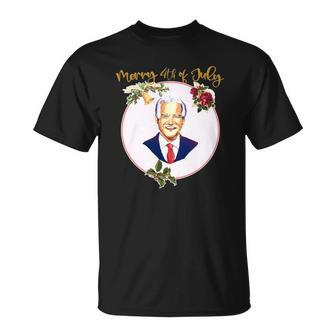 Funny Ugly Christmas Vintage Joe Biden Merry 4Th Of July Unisex T-Shirt | Mazezy