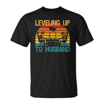 Gamer Engagement Future Mr & Mrs Leveling Up To Husband Unisex T-Shirt | Mazezy