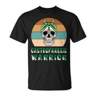 Gastroparesis Warrior Skull Women Vintage Green Ribbon Gastroparesis Gastroparesis Awareness Unisex T-Shirt | Favorety AU