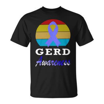 Gerd Awareness Vintage Periwinkle Blue Ribbon Gastroesophageal Reflux Disease Gerd Awareness Unisex T-Shirt | Favorety