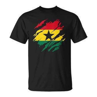 Ghanaian Flag Ghana Torn Print Unisex T-Shirt | Mazezy