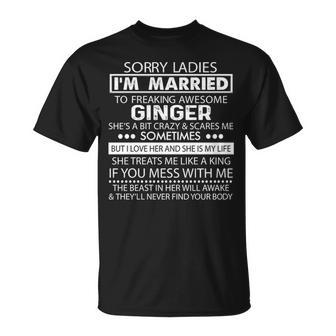 Ginger Name Im Married To Freaking Awesome Ginger T-Shirt - Seseable