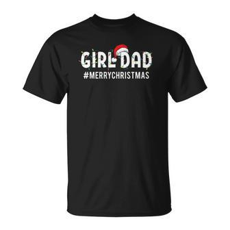 Girl Dad Merry Christmas Tree Lights Funny Holiday Unisex T-Shirt | Mazezy