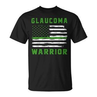 Glaucoma Warrior Usa Flag United States Flag Green Ribbon Glaucoma Glaucoma Awareness Unisex T-Shirt | Favorety