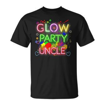 Glow Party Squad Uncle Paint Splatter Glow Party Matching T-shirt - Thegiftio UK