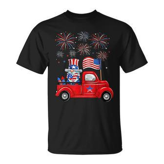 Gnome 4Th Of July Red Truck Fireworks Holiday Patriotic Unisex T-Shirt - Seseable