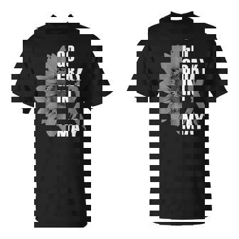 Go Gray In May Brain Cancer Awareness Grey Ribbon Sunflower T-shirt - Thegiftio