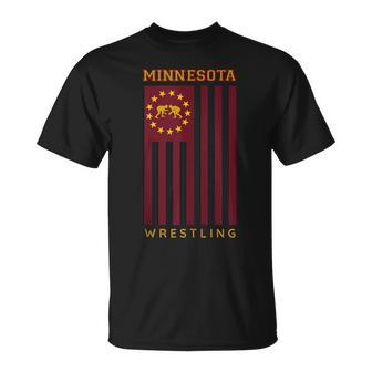 Gopher State Usa Flag Freestyle Wrestler Minnesota Wrestling Unisex T-Shirt - Seseable