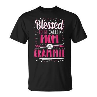 Grammie Grandma Blessed To Be Called Mom And Grammie T-Shirt - Seseable