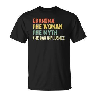 Grandma Woman Myth Bad Influence Vintage Gift Unisex T-Shirt | Mazezy