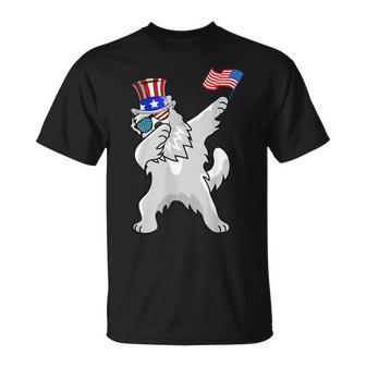 Great Pyrenees Dabbing Dog Dad 4Th Of July Unisex T-Shirt - Seseable