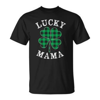 Green Plaid Lucky Mama Matching Family Pajama St Patricks Day Unisex T-Shirt | Mazezy