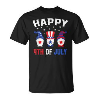 Happy 4Th Of July Gnomes Patriotic American Flag Cute Gnomes Unisex T-Shirt - Seseable
