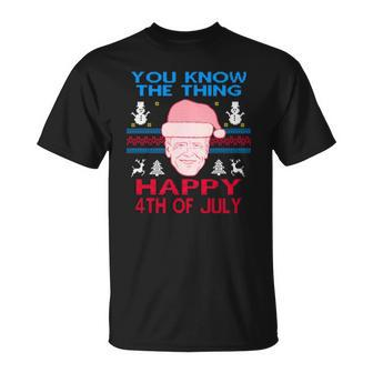 Happy Christmas Biden 4Th Of July Funny Christmas Ugly Unisex T-Shirt | Mazezy