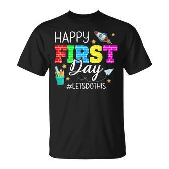 Happy First Day Lets Do This Welcome Back To School Teacher V3 T-shirt - Thegiftio UK