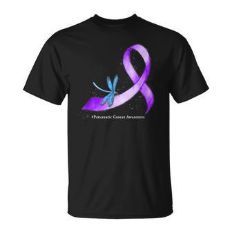 Hippie Dragonfly Purple Ribbon Pancreatic Cancer Awareness T-shirt - Thegiftio UK