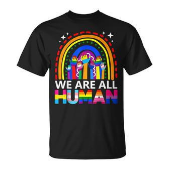 Human Lgbt Flag Gay Pride Month Transgender Rainbow Lesbian Unisex T-Shirt | Mazezy