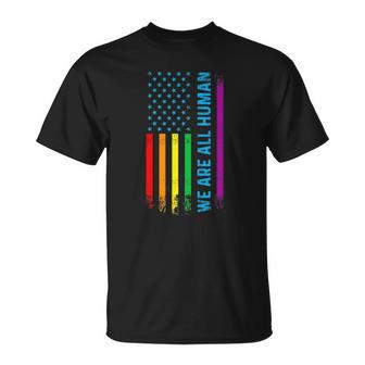 We Are All Human Lgbt Lgbtq Gay Pride Rainbow Flag T-shirt - Thegiftio UK