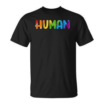 Human Lgbt Rainbow Flag Gay Pride Month Transgender Unisex T-Shirt | Mazezy