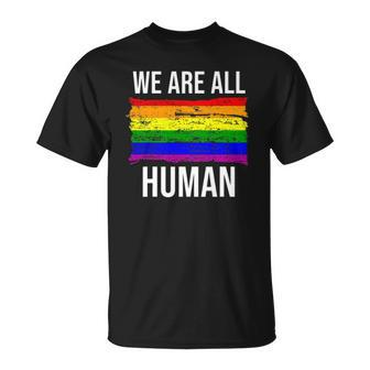 We Are All Human Pride Rainbow Ally Top Gay Pride Flag T-shirt - Thegiftio UK