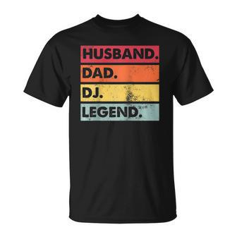 Husband Dad Dj Legend Funny Dj Disc Jockey Music Player Raglan Baseball Tee Unisex T-Shirt | Mazezy