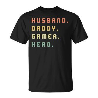 Husband Daddy Gamer Hero Gaming Father Gamer Dad Gaming T-shirt - Thegiftio UK
