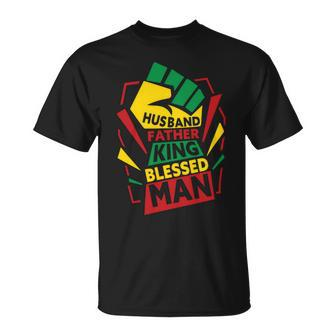 Husband Father King Shirt Blessed Man Black Pride Dad Unisex T-Shirt - Monsterry