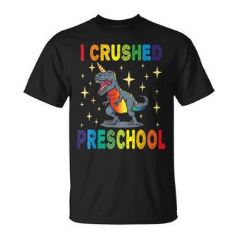 I Crushed Preschool Dinosaur Unicorn Prek Graduation Kids Unisex T-Shirt - Seseable