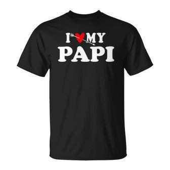 I Love My Papi With Heart Fathers Day Wear For Kids Boy Girl Unisex T-Shirt | Mazezy
