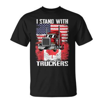I Stand With Truckers - Truck Driver Freedom Convoy Support Unisex T-Shirt - Seseable