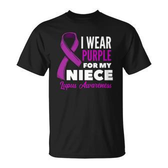 I Wear Purple For My Niece Lupus Uncle Aunt Lupus Awareness Unisex T-Shirt | Mazezy