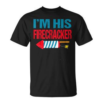Im His Firecracker His And Hers 4Th Of July Matching Couple Unisex T-Shirt - Seseable