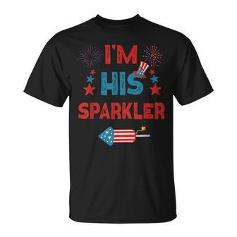 Im His Sparkler 4Th Of July Fireworks Matching Couples Unisex T-Shirt - Seseable