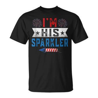 Im His Sparkler Cute 4Th Of July Matching Couple For Her Unisex T-Shirt - Seseable