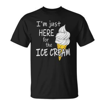 Im Just Here For The Ice Cream Summer Funny Cute Vanilla Unisex T-Shirt | Mazezy
