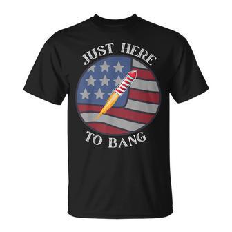 Im Just Here To Bang 4Th Of July Fireworks Fourth Of July Unisex T-Shirt - Seseable