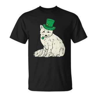 Irish Snow Arctic Fox Leprechaun Animal Cute St Patricks Day Unisex T-Shirt | Mazezy