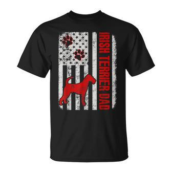 Irish Terrier Dad American Flag T-shirt - Thegiftio UK