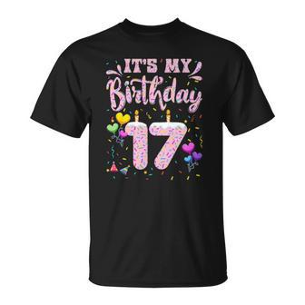 Its My 17Th Birthday Girl Doughnut Happy 17 Years Old Teens Unisex T-Shirt | Mazezy