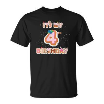 Its My 4Th Birthday Donut - 4 Years Old B-Day Girl Unisex T-Shirt | Mazezy