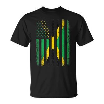 Jamaica Usa Flag 4Th Of July Patriots American Jamaican Flag Unisex T-Shirt - Seseable