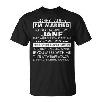 Jane Name Im Married To Freaking Awesome Jane T-Shirt - Seseable